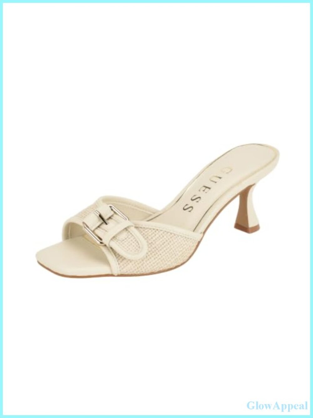 Slip On Heeled Sandal Square Open Toe 2.75 Inch Flared Heel Synthetic